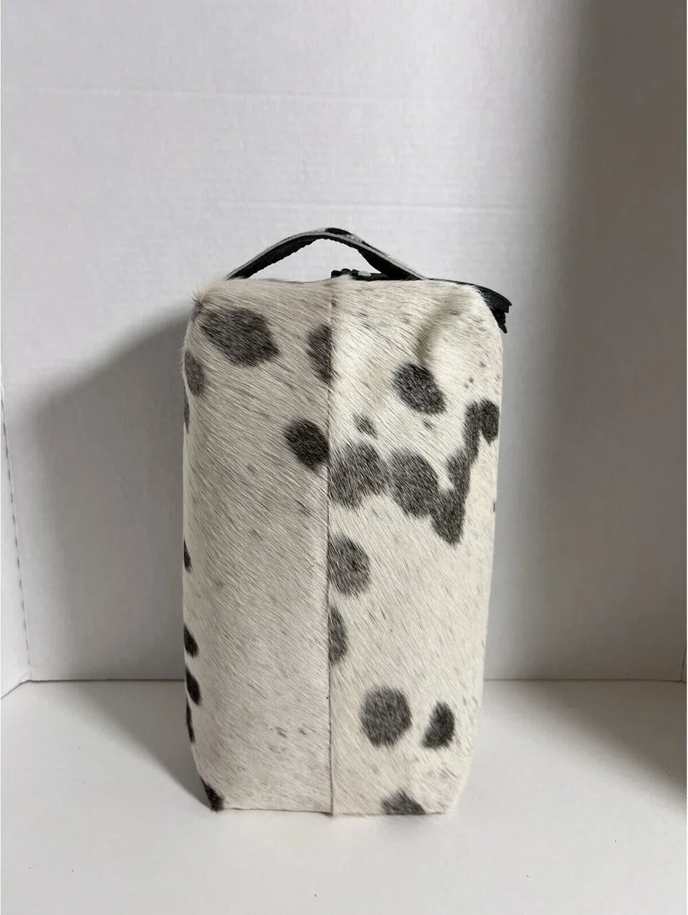 BAALAY Genuine Cowhide Hair-On-Hide Travel Bag/Cosmetic Case 13” W Black